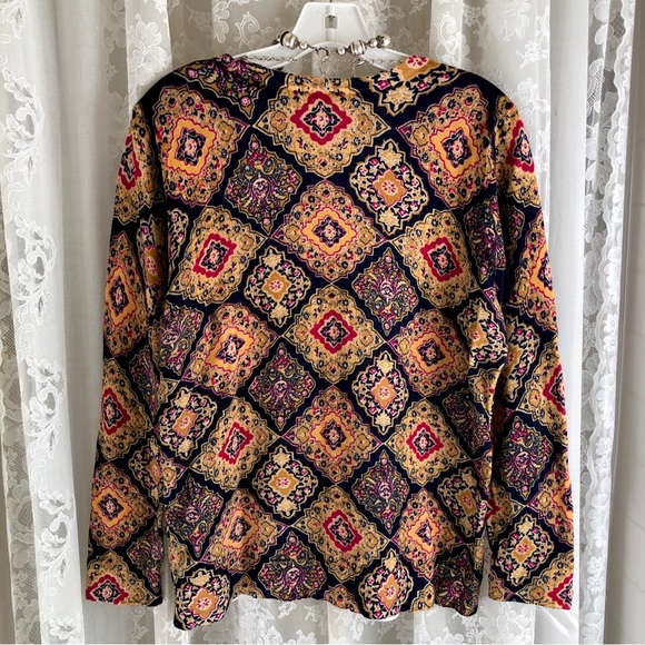 CHARTER CLUB * NWOT Persian Tile Patterned Jewel-Tone Cardigan Sweater - Picture 5 of 6